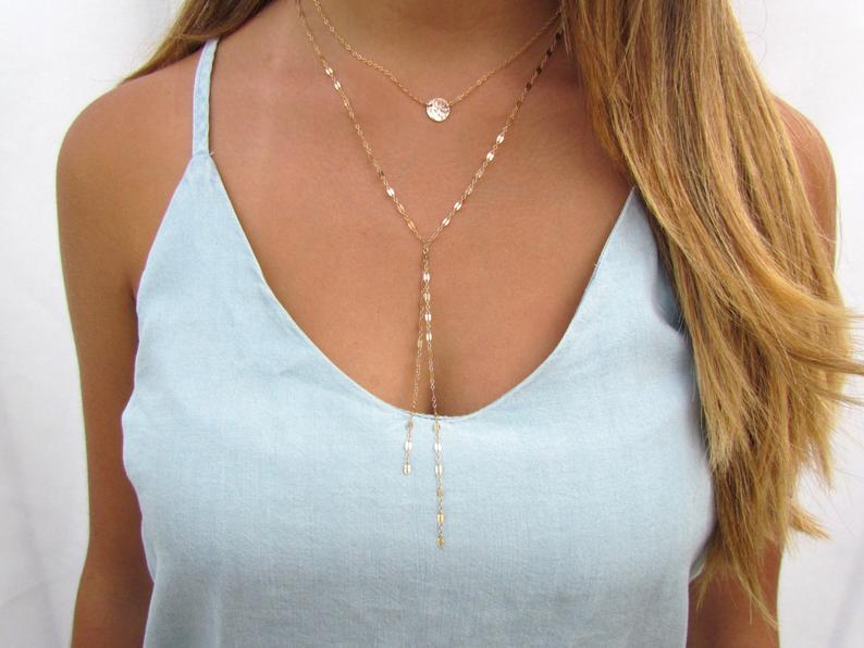Hammered Disc Station Necklace | 14kt Gold Filled or Sterling Silver
